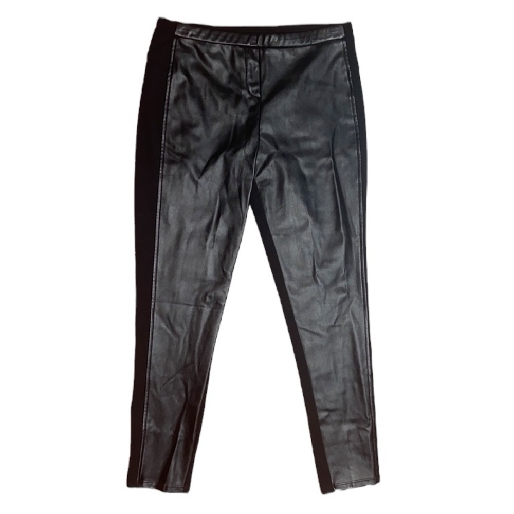 Worthington Faux Leather Front Black Leggings Size M